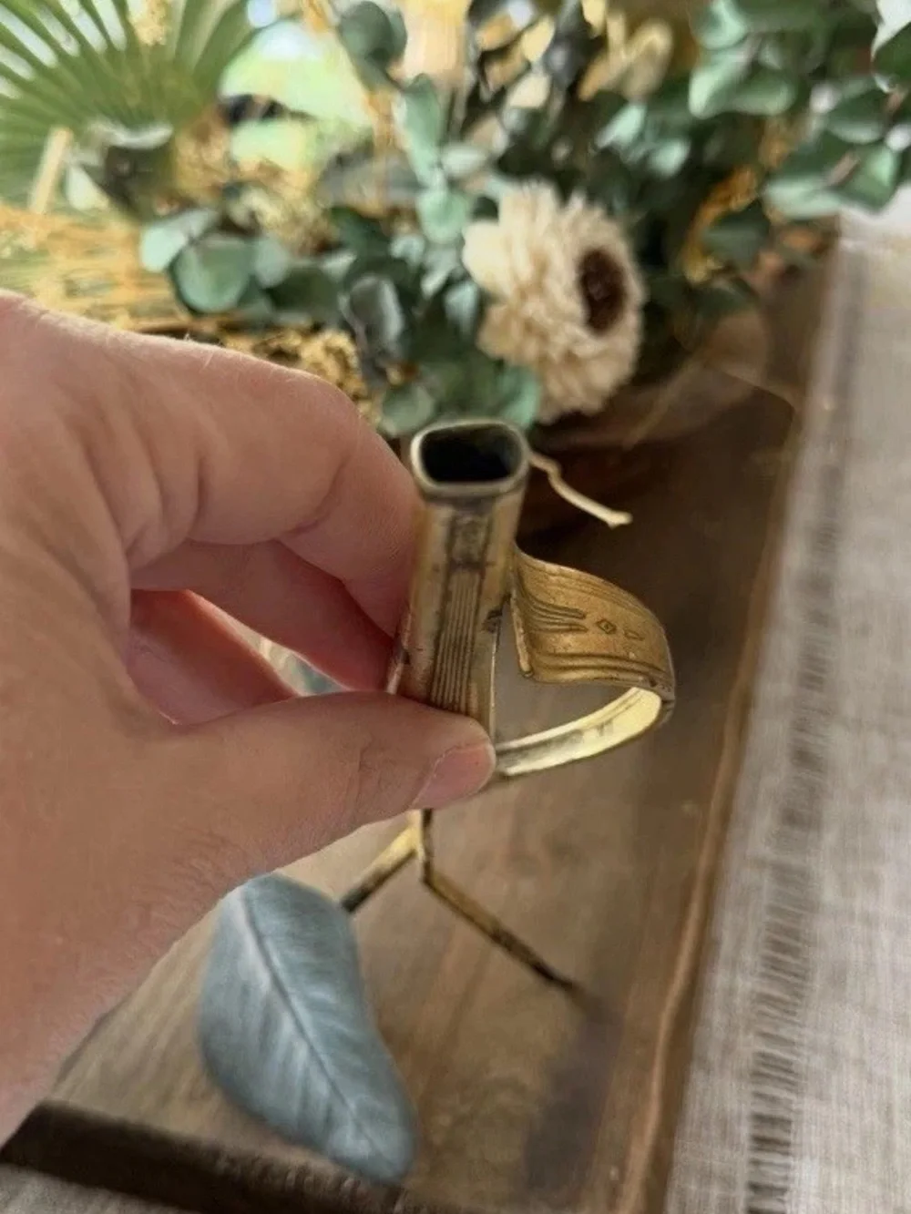 Folk Art Homemade Bud Vase Made From Fork With Handle